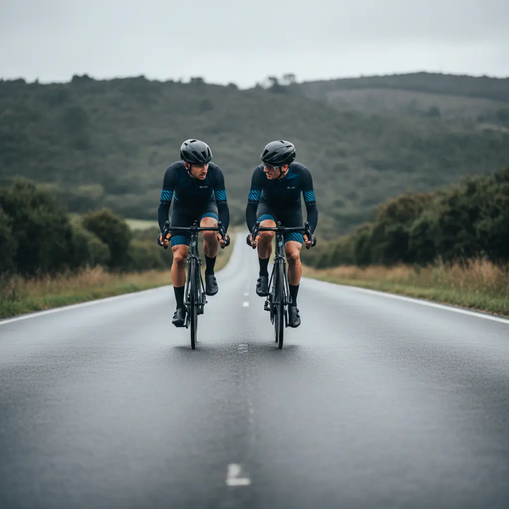 Cyclists riding side by side on smooth pavement
